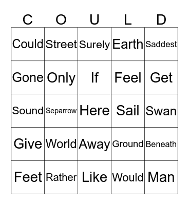 El condor Bingo Card