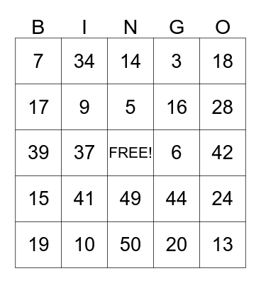 Math Place Value Bingo Card