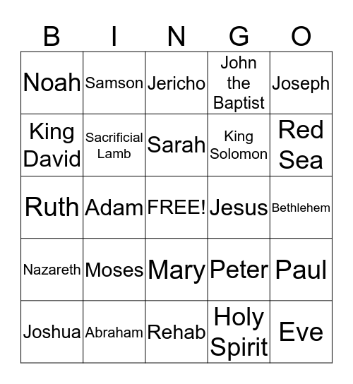 Bible Bingo Card