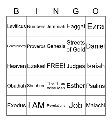 Bible Bingo Card