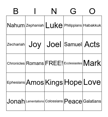 Bible Bingo Card