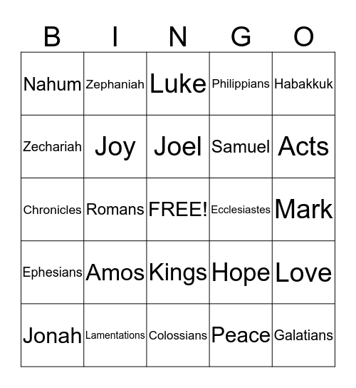 Bible Bingo Card