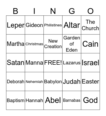 Bible Bingo Card