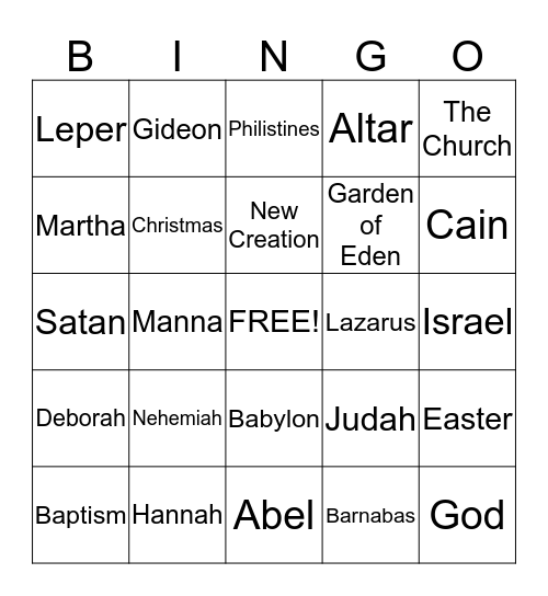 Bible Bingo Card