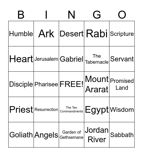 Bible Bingo Card