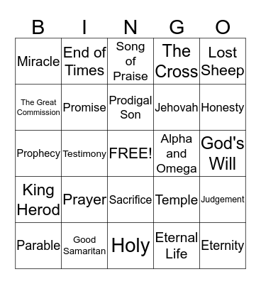 Bible Bingo Card