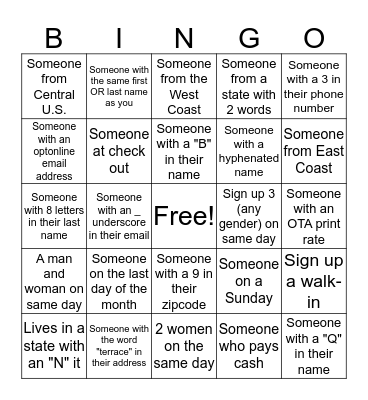 ENROLLMENT BINGO Card