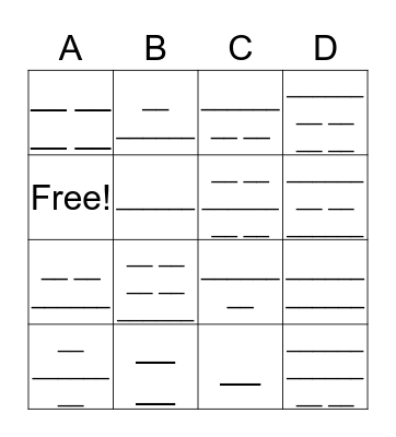 Long and short sounds BINGO! Bingo Card