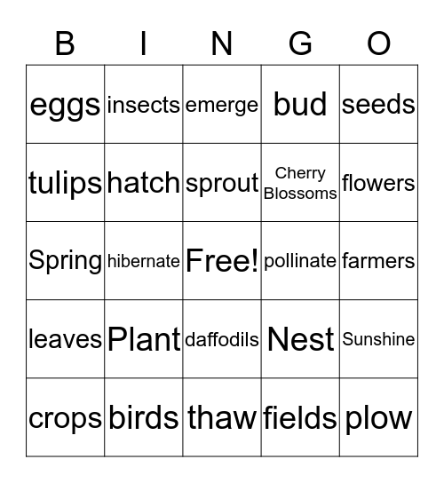 Spring Bingo Card