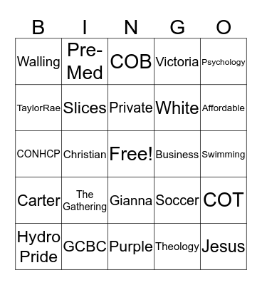 GCU Bingo Card