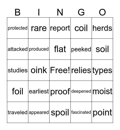 Vocabulary Bingo Card