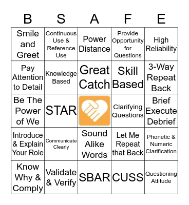 Culture of Safety Bingo  Bingo Card