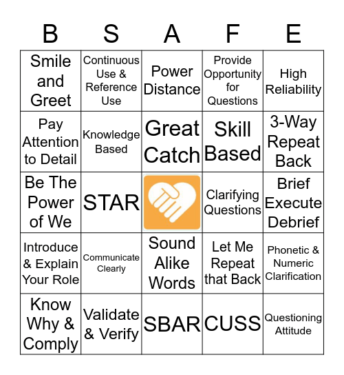 Culture of Safety Bingo  Bingo Card