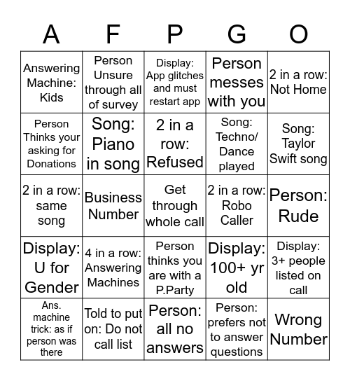 AFP Bingo Card