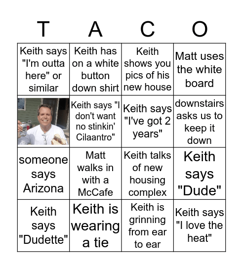 KEITH - TACO BINGO Card