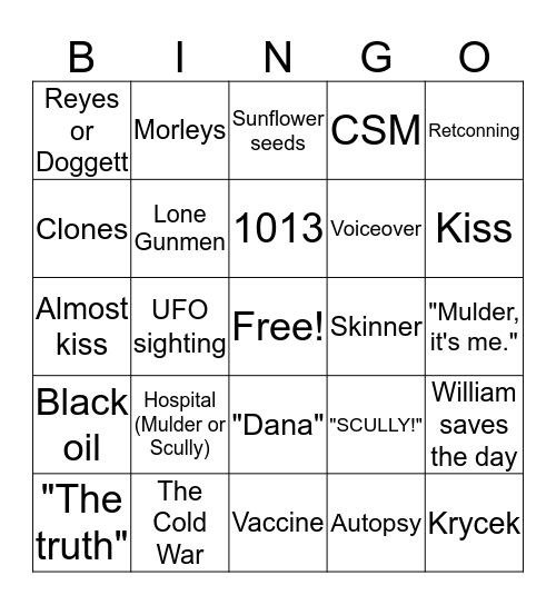 X-Files Bingo Card