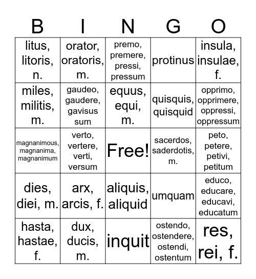 Chapter 23 Bingo Card