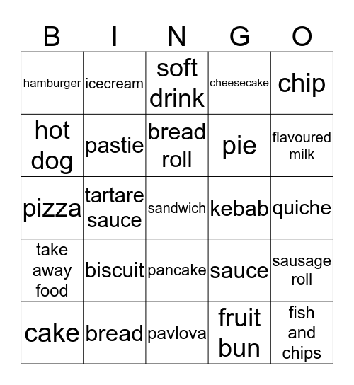 Prepared Food Bingo Card