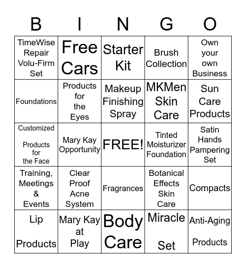 MARY KAY Bingo Card