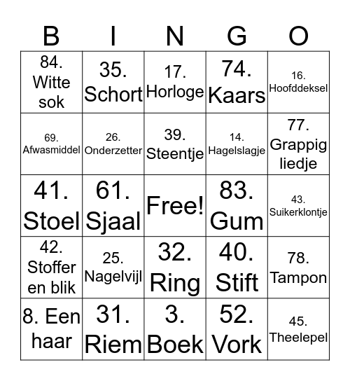 Let's GO! Bingo Card