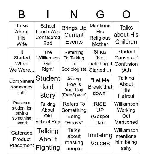 Soc Bingo Card