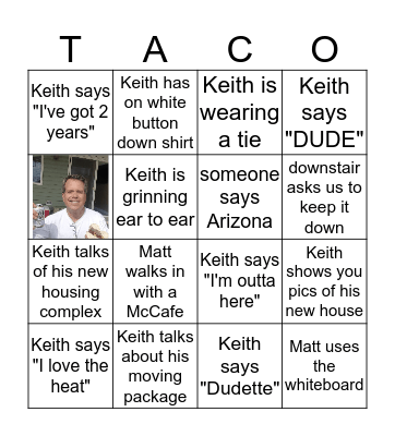 KEITH - TACO BINGO Card
