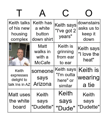 KEITH - TACO BINGO Card