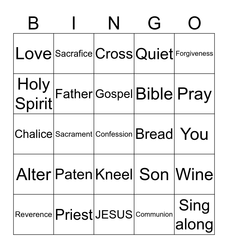 First Communion Bingo Card