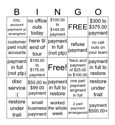 Commerce Super Collector  Bingo Card