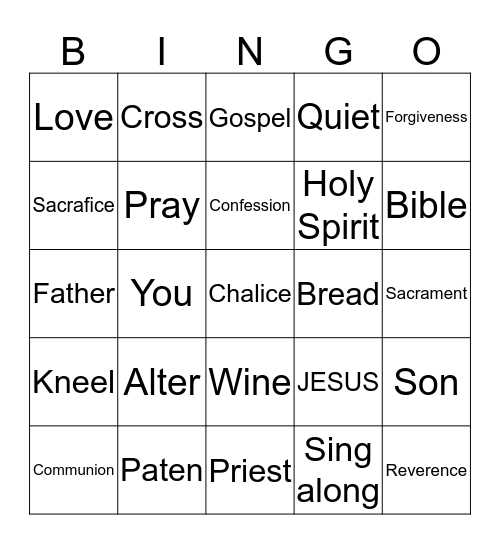 First Communion Bingo Card