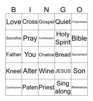 First Communion Bingo Card