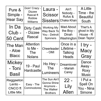 MAAG - MIX 3 MUSIC BINGO Card