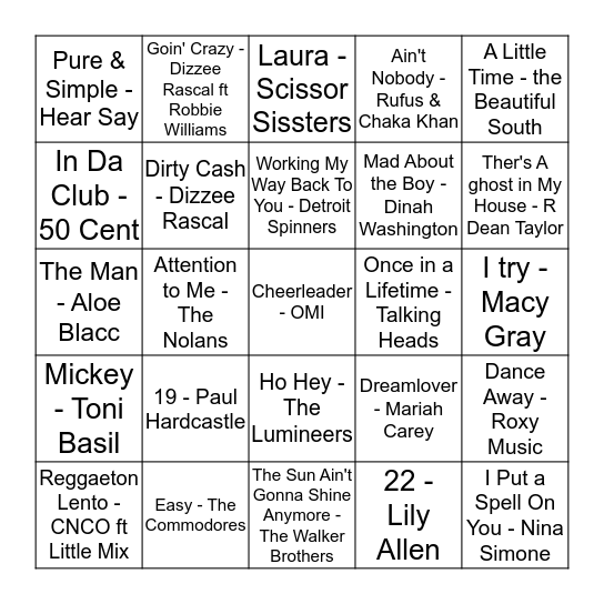 MAAG - MIX 3 MUSIC BINGO Card