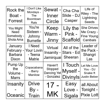 MAAG - MIX 4 MUSIC BINGO Card