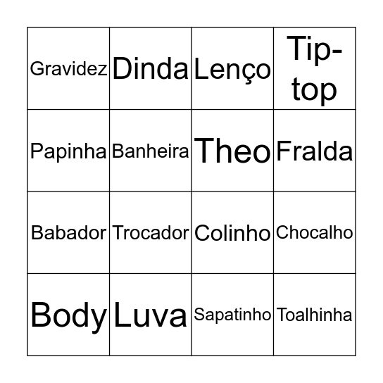 Bingo do Theo Bingo Card