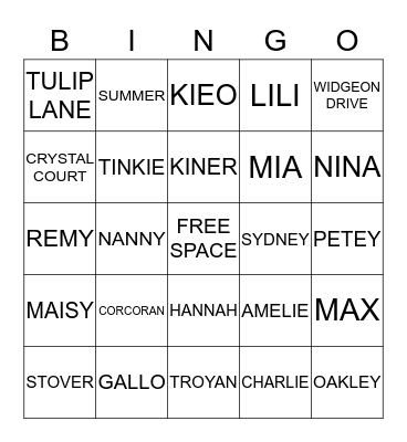 FAMILY BINGO Card