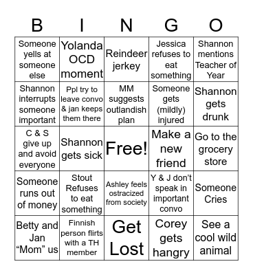 Finland Trip Bingo Card