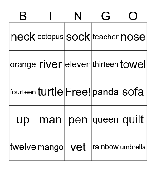 Pre Starter Bingo Card