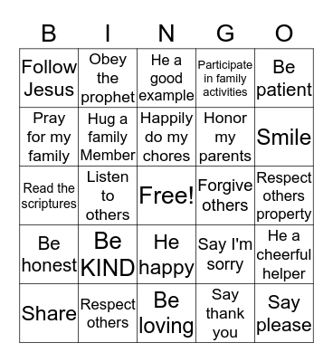 I WILL Bingo Card