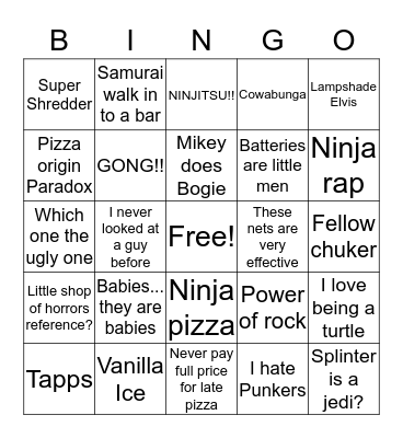 TMNT Bingo Card