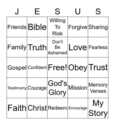 SHARING OUR FAITH Bingo Card