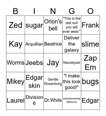 Men in Black Bingo Card
