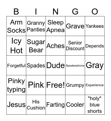 Bob's 70th Birthday Bingo Card