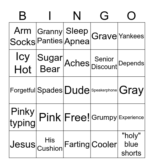 Bob's 70th Birthday Bingo Card
