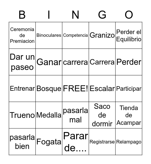 Competencias    Bingo Card