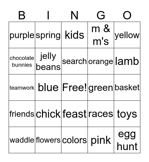 Easter Bingo Card