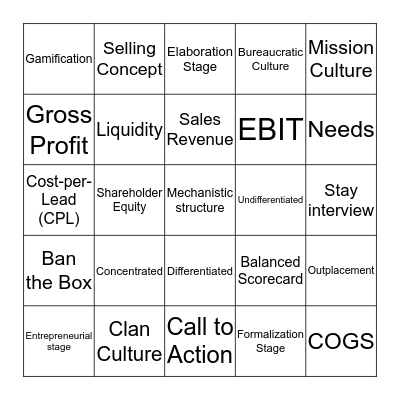 Business Lingo Bingo Card