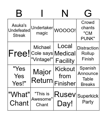Wrestlemania Bingo! Bingo Card