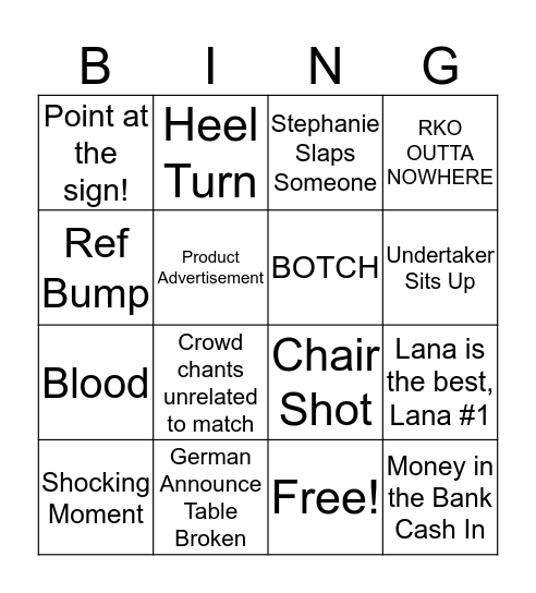 Wrestlemania 34 Bingo! Bingo Card