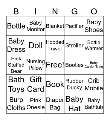 Baby Bingo Card
